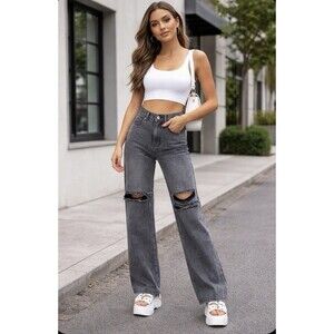 Adika Blaine Ripped Wide Leg Baggy Women’s Sz S High-Rise Retro 90s Trend Jeans